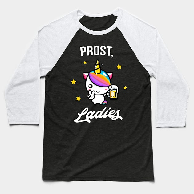 Prost, Ladies lustiges Party Einhorn Bier Fun Frau Baseball T-Shirt by Foxxy Merch